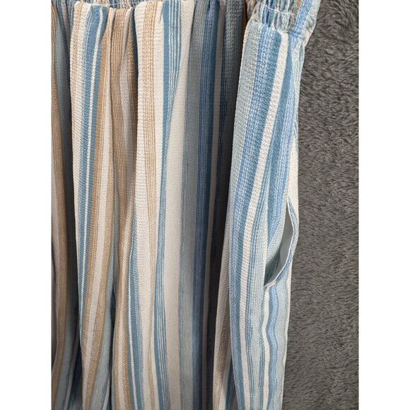 Womans Jumpsuit Striped With Bow Front By As U Wish Size L Blue & Beige - Picture 15 of 15